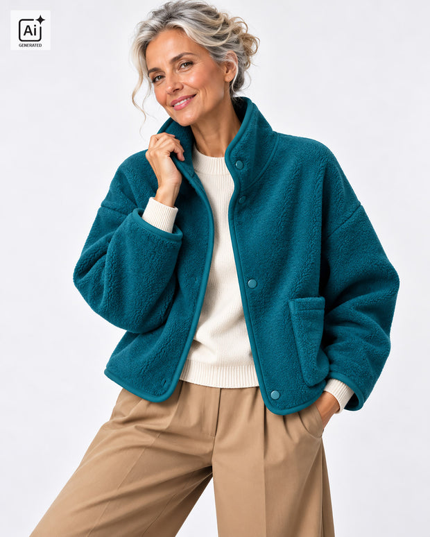 Fleece stof Melange Petrol