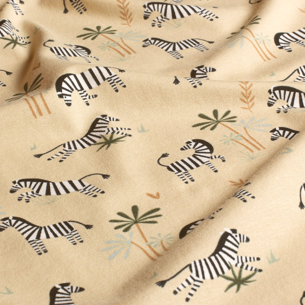 Baumwolle Jersey fabrik Zebras Beige