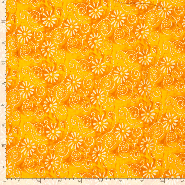 Voile fabric Flowers Yellow