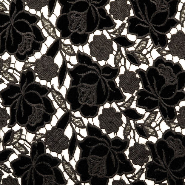 Lace fabric Flowers Black