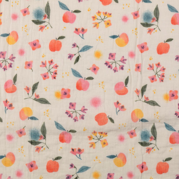 Muslin fabric Flowers White
