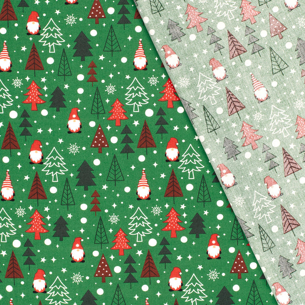Katoen Poplin stof Kerstbomen bedrukt 