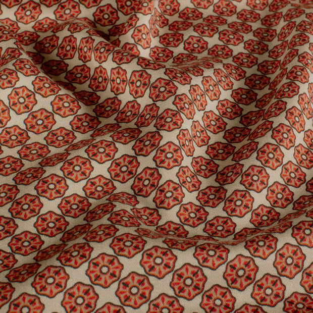 Viscose Satin fabric Abstract Dark Red