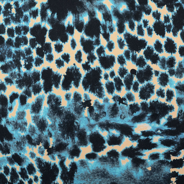 Viscose Satin tissu animaux Turquoise