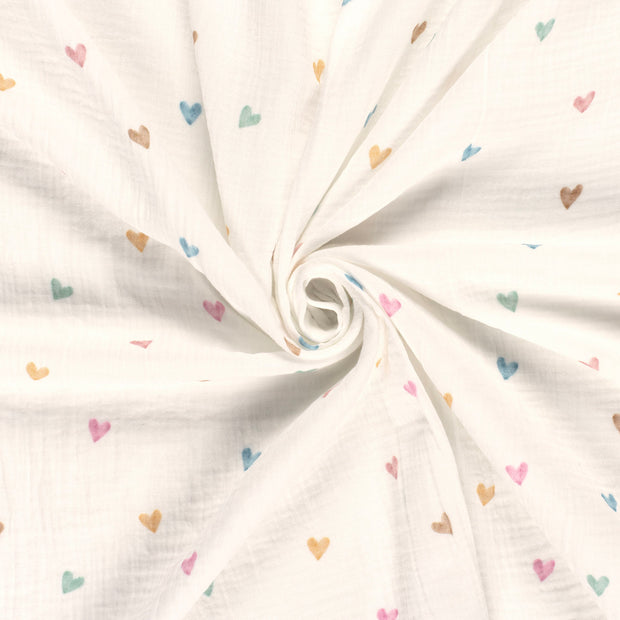 Mousseline stof Gebroken wit digitaal bedrukt 