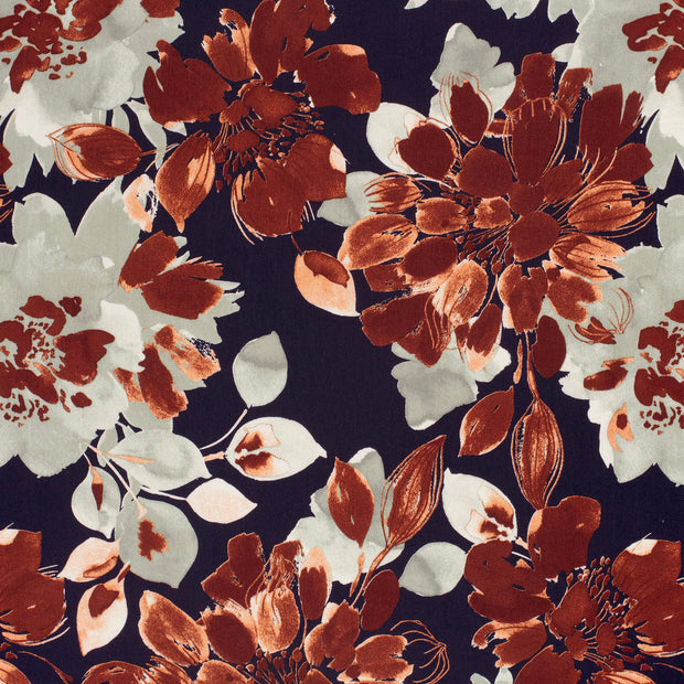 Viscose Satin fabric Navy shiny 