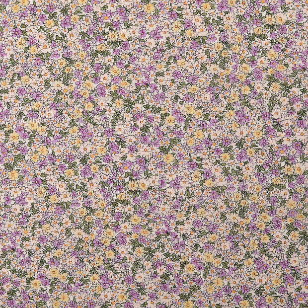 Voile fabric Flowers Lila