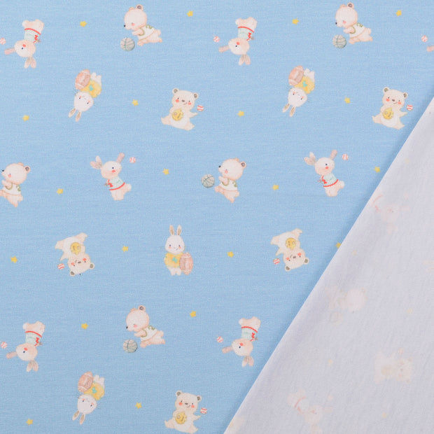 Cotton Jersey fabric Sky Blue digital printed 