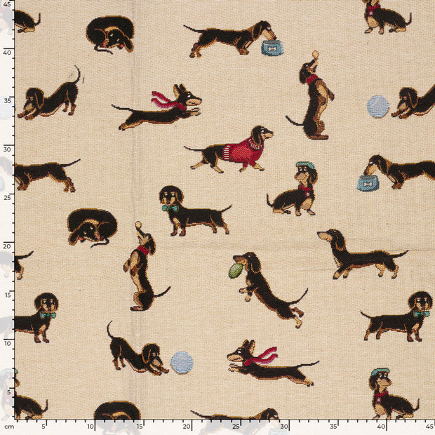 Gobelin stof Honden Beige