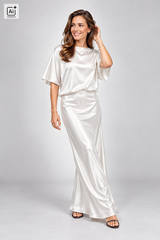 Satin Velvet fabric Unicolour White