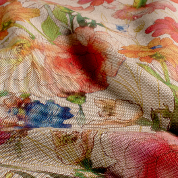 Linen Look fabric Flowers Beige