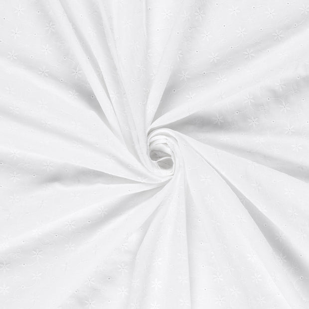 Cotton Poplin fabric White embroidered 