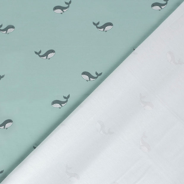Jersey fabric Whales printed 