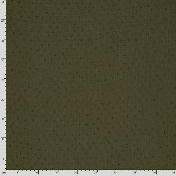 Double gaze tissu pois Vert kaki
