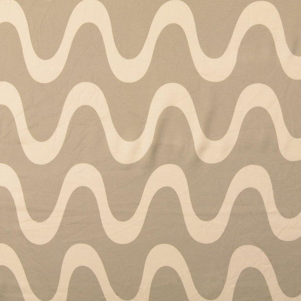 Viscose Satijn stof Geometrisch Beige