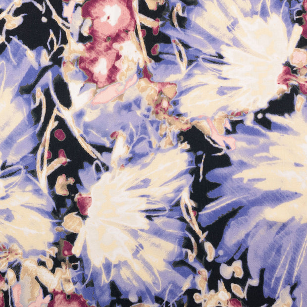 Viscose Satin fabric Flowers Lila