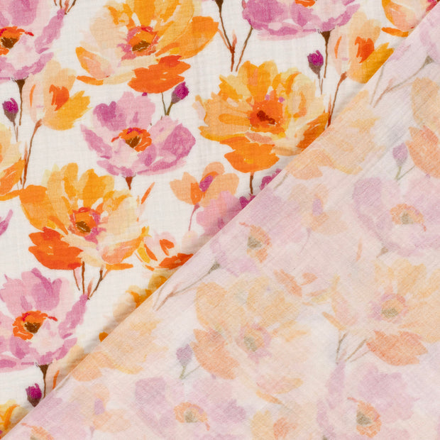 Double gaze tissu fleurs imprimé numérique 