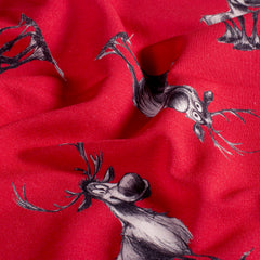French Terry printed Deer Red