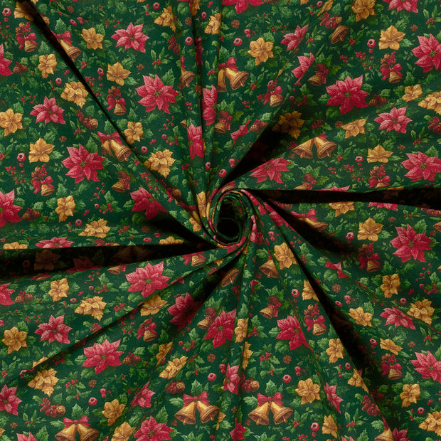 Cotton Poplin fabric Green digital printed 