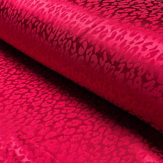Satin Jacquard tissu Unicolore Rouge Bordeaux
