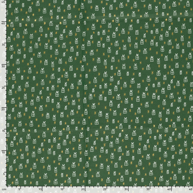 Algodón Popelina tela Navidad Verde