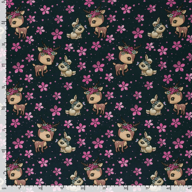 French Terry fabric Bunnies Navy