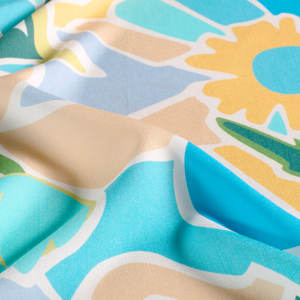 Viscose Poplin fabric Abstract Aqua