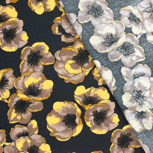 Viscose Nylon Ottoman fabric Flowers printed 