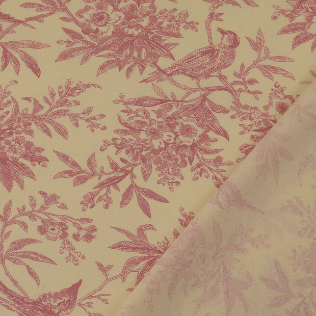Cotton Poplin fabric Old Pink printed 