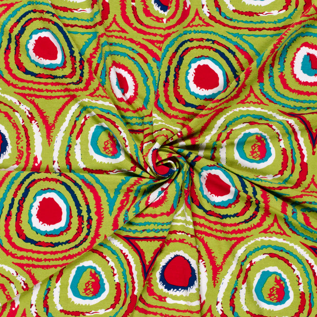 Viscose Vortex Jersey fabric Lime Green printed 