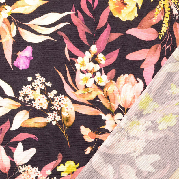 Plissé fabric Brown digital printed 