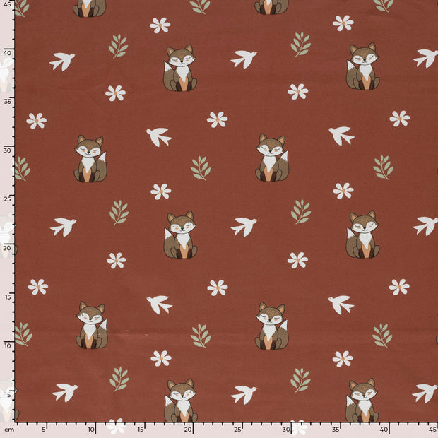 French Terry fabric Foxes Old Pink