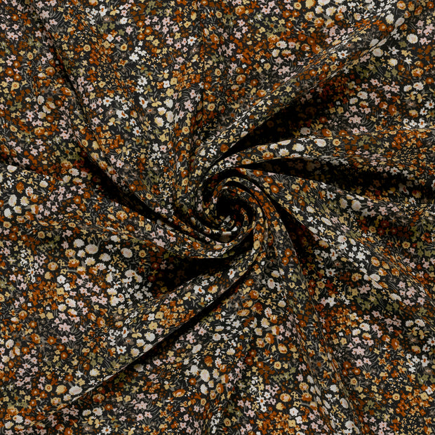 Viscosa Poplin tela Azul marino estampado 