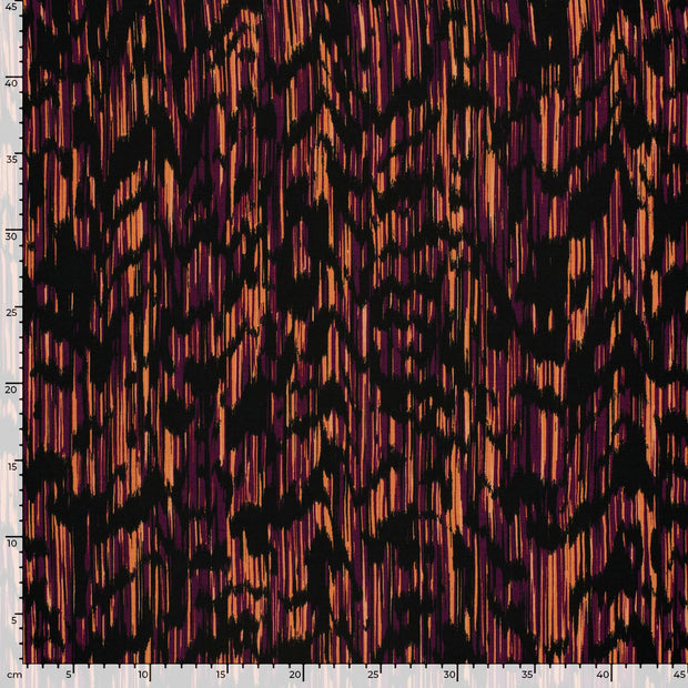 Viscose Nylon Crepe tissu fleurs Aubergine