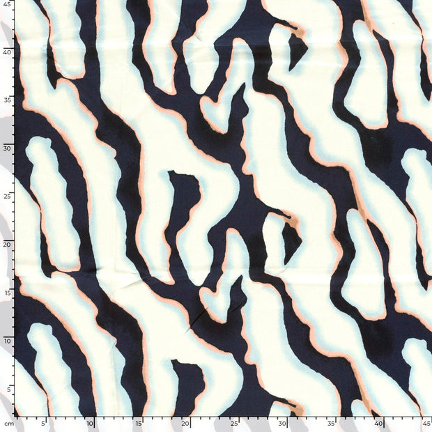 Viscosa Satén tela Abstracto Azul marino