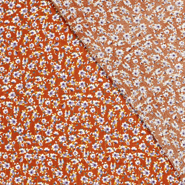 Borken Crepe stof Bloemen lurex geprint 