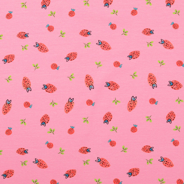 Jersey tissu fruits Rose clair