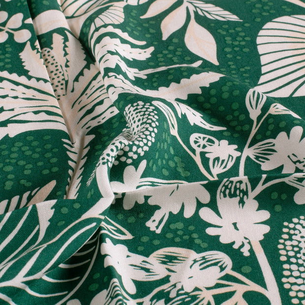 Bamboo Poplin fabric Flowers Green