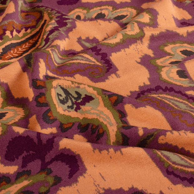 Viscose Vortex Jersey fabric Paisley Coral