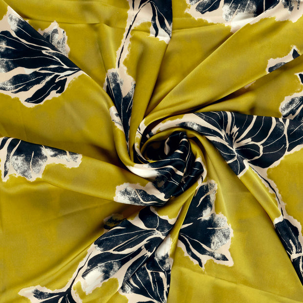 Satén Duchesse tela Amarillo claro estampado 