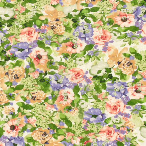Polyester Bubble fabric Flowers Lime Green