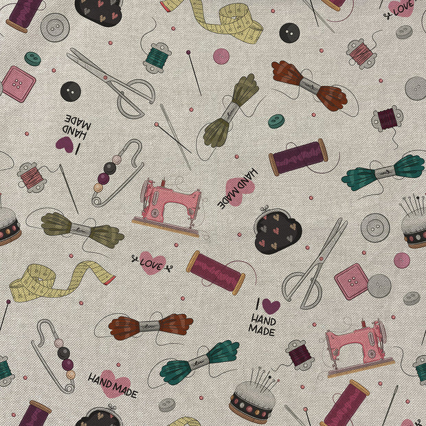 Linen Look fabric Sewing supplies Pink