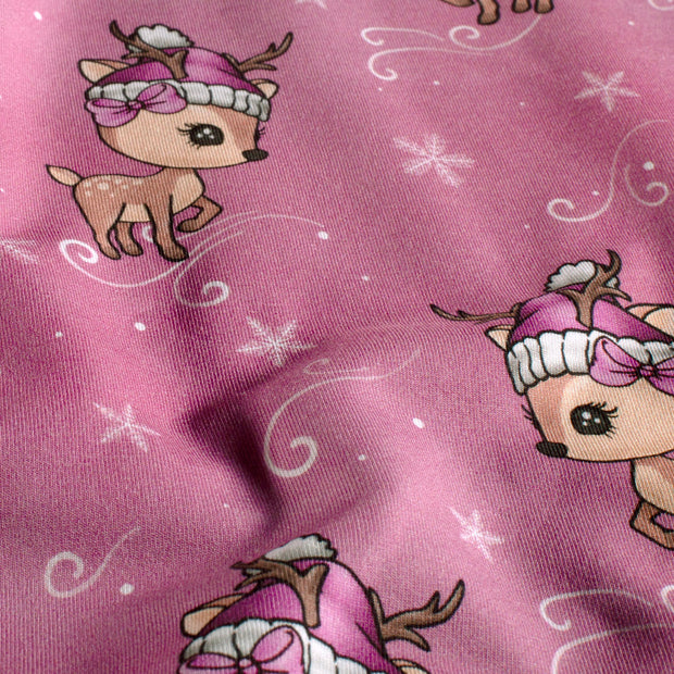 French Terry fabric Deer Old Pink