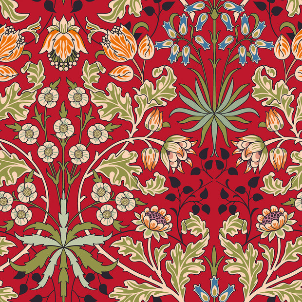 Panama fabric Flowers Red