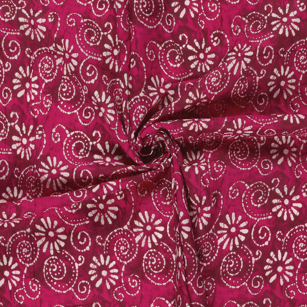 Voile fabric Fuchsia printed 