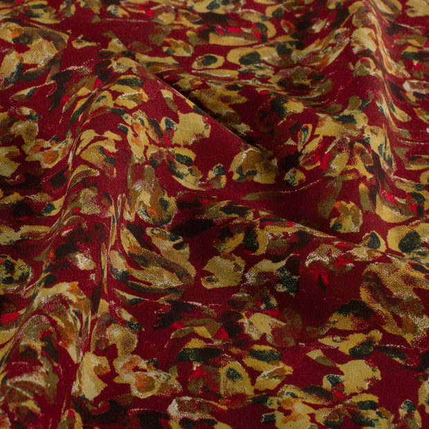 Viscosa Poplin tela Abstracto Burdeos