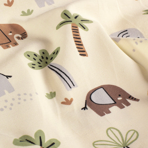 Baumwolle Jersey fabrik Elefanten Beige