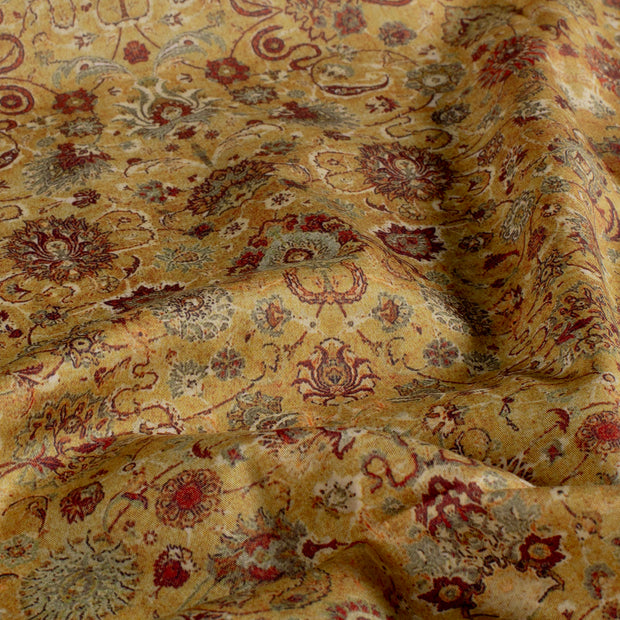 Cotton Poplin fabric Flowers Oker