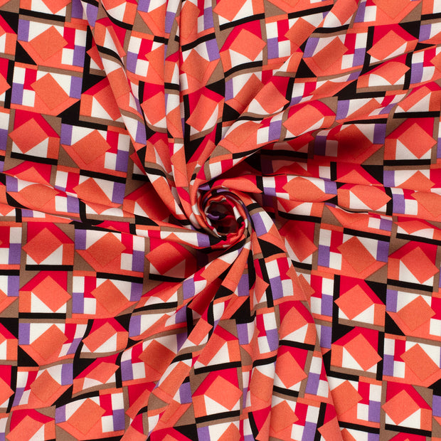 Viscose Satin fabrik Coral bedruckt 