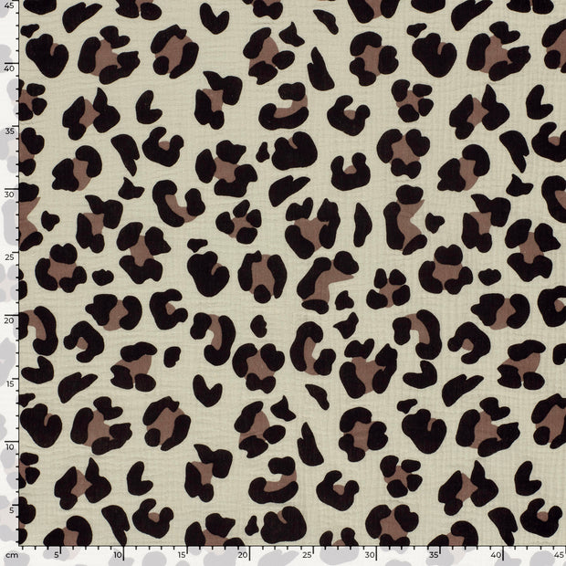 Mousseline stof Panter Beige